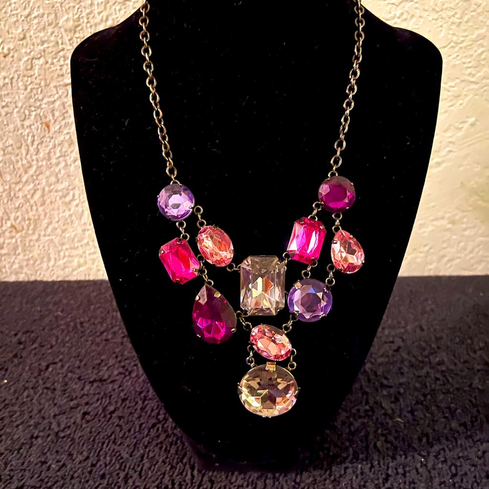 Necklace with Large Multi Colored Stones
